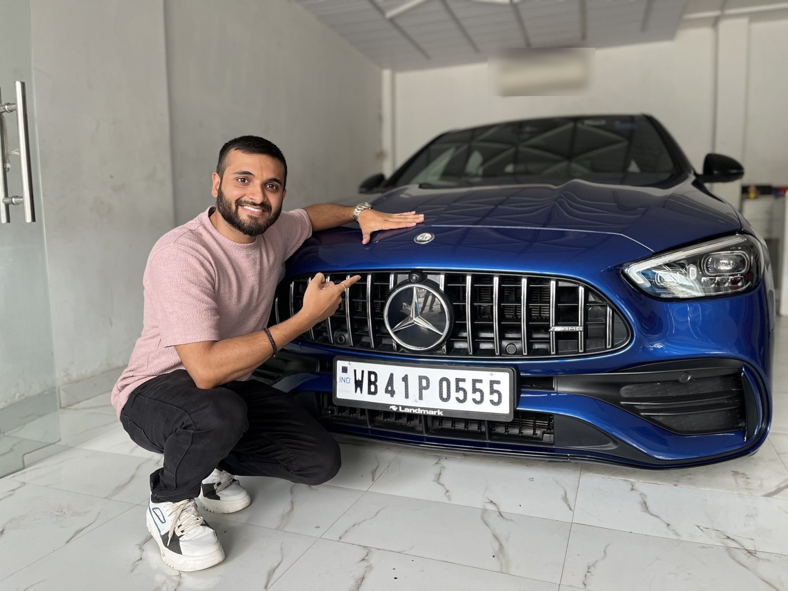 Mercedes-AMG C-Class in blue after ceramic coating and PPF