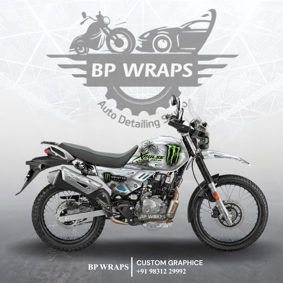 Hero XPulse 200 4V custom graphics wrap by BP Wraps Kolkata